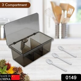 0149 Seasoning Box, Portable Durable 3 Divided Sections with Lid Spice Box Serving Set, for Bars, Restaurants Coffee Shops, Hotels