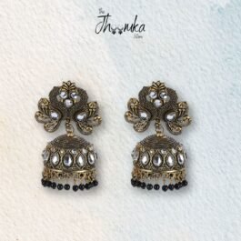 Rajkot Meenakari Jhoomka With Pearl Drops And Stone