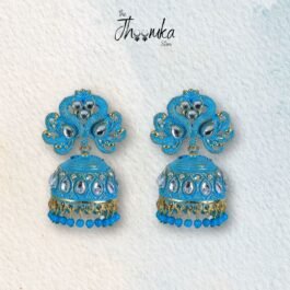 Rajkot Meenakari Jhoomka With Pearl Drops And Stone