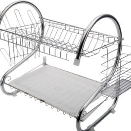 7793 STAINLESS STEEL RECTANGLE DISH DRAINER RACK / BASKET WITH DRIP TRAY