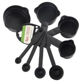 0106 Plastic Measuring Cups and Spoons (8 Pcs, Black)